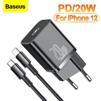 Baseus pd 20w carregador de carregamento rápido usb c para iphone 12 - R$50