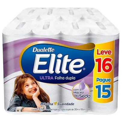 (cliente vip) Papel Higiênico Elite Dualette Folha Dupla Ultra - 16 Rolos