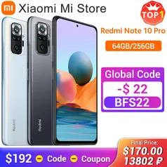 Xiaomi Redmi Note 10 Pro 6GB 64GB NFC 108mp 5020mAh Versão Global