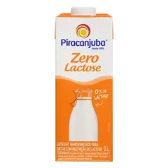 Leite UHT Semidesnatado Zero Lactose Piracanjuba Caixa com Tampa 1l