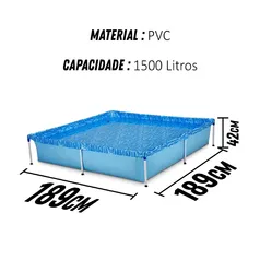 Piscina Infantil Quadrada Estrutural PVC 1500 litros - Mor