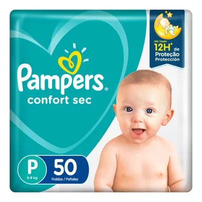 Fralda Pampers Confort Sec Tamanho P Pacote Mega com 50 Fraldas Descartáveis