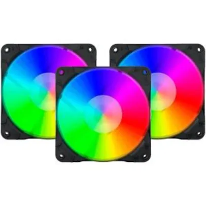 Kit Cooler Fan Redragon com 3 Unidades, RGB, 12cm - GC-F007