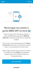 (Selecionados) R$ 10 OFF para primeira recarga de celular