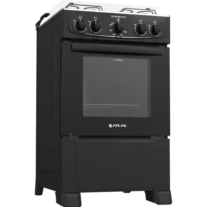 Fogão Atlas 4 Bocas 50L Preto Com Forno Coliseum Plus