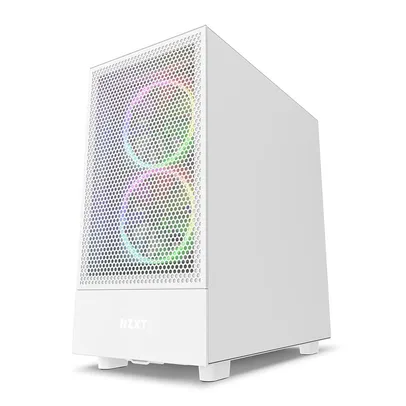 Gabinete NZXT H5 Flow Compact, Mid Tower, ATX, Lateral e Frontal em Vidro Temperado, 2x Cooler Fan, Branco - CC-H51FW-01