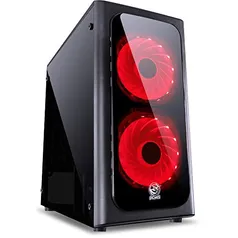 GABINETE MID-TOWER VENUS PRETO COM 2 FANS LED VERMELHO LATERAL EM ACRÍLICO - VENPTVM2FCA - PCYES