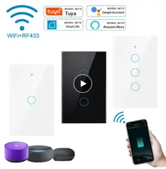 Interruptor de Luz Inteligente Aubess Wi-Fi, Tuya Touch, Compatível com Alexa Google Home