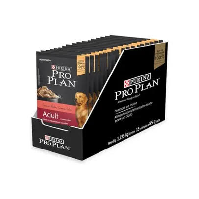 Pack Ração Úmida Proplan Para Cães Adultos Sabor Carne - Com 15 Sachês 100g