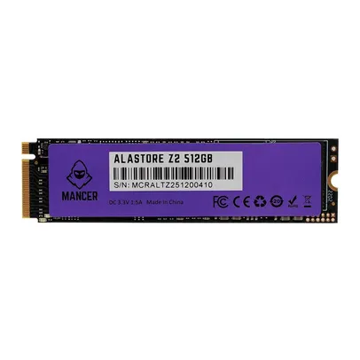 SSD Mancer Alastore Z2, 512GB, M.2 2280, PCIe NVMe, Leitura 2000MB/s, Gravacao 1600MB/s, MCR-ALTZ2-5