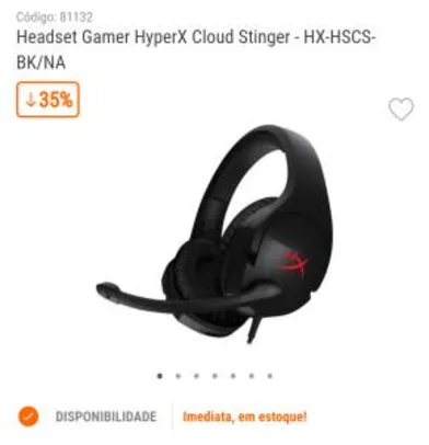 Headset Gamer HyperX Cloud Stinger - HX-HSCS-BK/NA - R$180