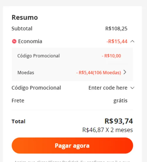 Imagem na descrição da promoção