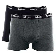 Kit 2 Cuecas Boxer Cot Liso El Bord, Mash, Masculino, Cinza Escuro/Preto, G