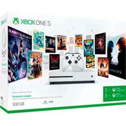 Console Xbox One S 500GB + 3 Meses de Live Gold + 3 Meses de Gamepass + Controle sem Fio - Microsoft. R$ 1.352,99