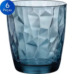 [Bug] Jogo de Copos para Whisky Diamond 390ml 6 peças - Bormioli Rocco - Azul | R$13