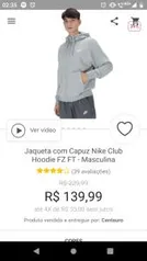 [APP] Jaqueta Nike cinza com capuz R$119