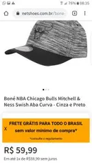 Boné NBA Chicago Bulls Mitchell & Ness Swish Aba Curva - Cinza e Preto R$60