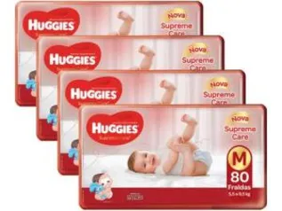 [APP] Kit Fraldas Huggies Turma da Mônica Supreme Care - Tam. M 5,5 a 9,5kg 4 Pacotes com 80 Unidades | R$157