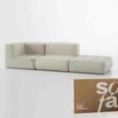 Sofá na Caixa Modular 2 Lugares em Boucle - 1 Braço com Chaise