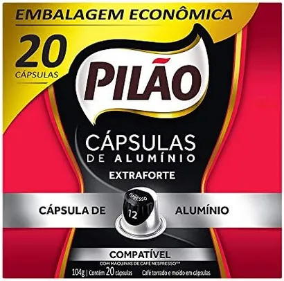 [Leve 4 ou + R$ 22,07 cada] Café Pilão Cápsula Extraforte, Compatível com Cafeteira Nespresso - CX 20 UN