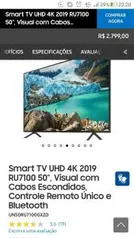 Smart TV Samsung UHD 4K 2019 RU7100 50" - R$2519