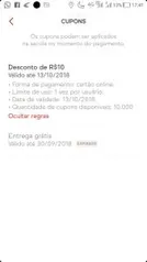 R$10 OFF para usuários selecionados no iFood