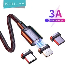 Kuulaa carregador magnético cabo de carregamento rápido usb R$17