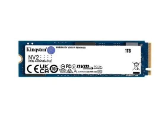 SSD 1 TB Kingston NV2, M.2 2280 PCIe, NVMe, Leitura: 3500 MB/s e Gravação: 2100 MB/s - SNV2S/1000G