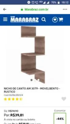 NICHO DE CANTO AM 3079 - MOVELBENTO - RUSTICO por R$ 38