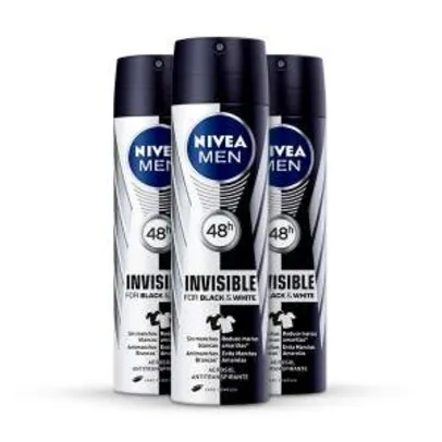 [NETFARMA] Kit: 3 Desodorantes Nivea For Men Invisible Black e White Power Aerosol - R$26