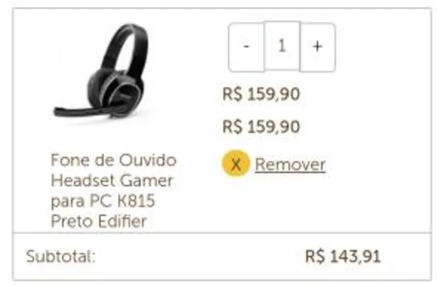 Fone de Ouvido Headset Gamer para PC K815 Preto Edifier R$ 144