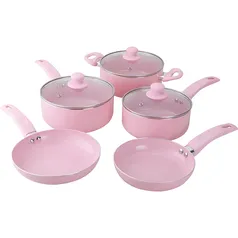 (AME Super Caçador R$89,00) Jogo de Panelas Color Day 5 peças Rosa - La Cuisine