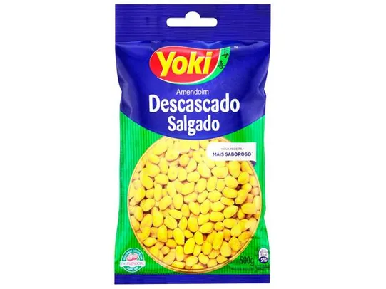 (Leve 3 Pague 2) Amendoim Salgado Descascado Yoki 500g | R$4,58 unid