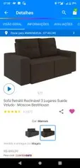 [APP] Sofá Best House Moscow retrátil e reclinável 3 lugares em tecido suede veludo - Marrom | R$729