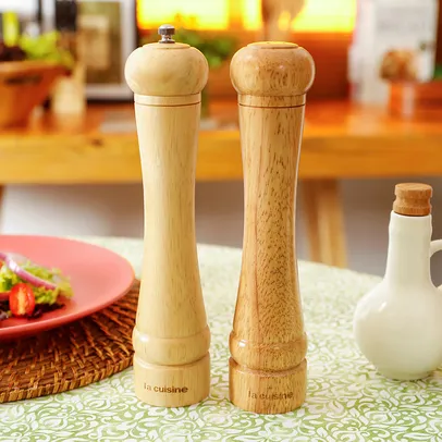 [AME SC R$ 10,79 ] Conjunto Saleiro e Pimenteiro 2 Peças - La Cuisine Linha Bambu