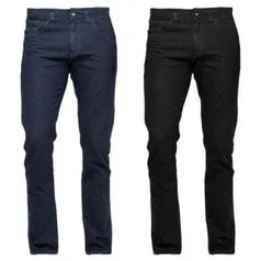 Kit com 2 Calças Jeans Básica Masculina - Preston - Preto/Marinho - R$72 (com cartão Submarino, R$61)