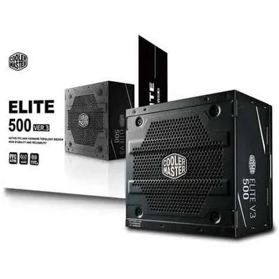 Fonte Cooler Master Elite V3 500W, PFC Ativo | R$ 229