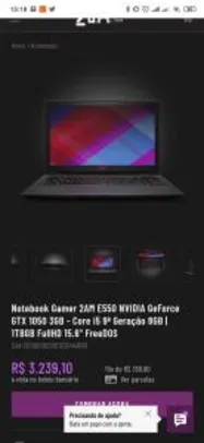 Notebook Gamer 2AM E550 Core i5 9ª | R$3239