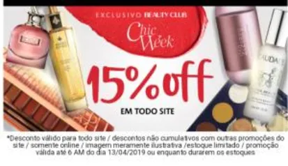 Sephora Chic Week 15% OFF (Promoção exclusiva Beauty Club)