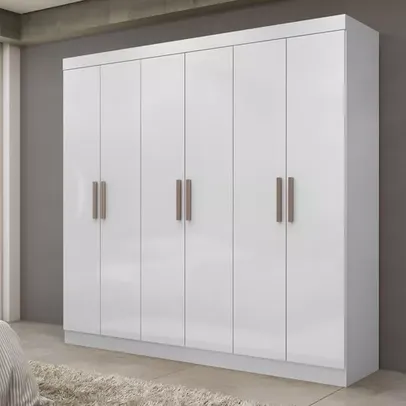 Guarda Roupa Casal 6 Portas 2 Gavetas Paris Siena Móveis Branco