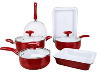 [Ame R$89] Jogo de Panelas 6 Peças Ceramic Chef Rosa Escuro - Classic Home