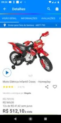 Saindo por R$ 512: Moto Elétrica Infantil Cross - Homeplay R$ 512 | Pelando