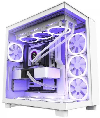 Gabinete Gamer NZXT H9 Flow, Mid Tower, Vidro Temperado, White, ATX, Sem Fonte, Com 4 Fans, CM-H91FW-01