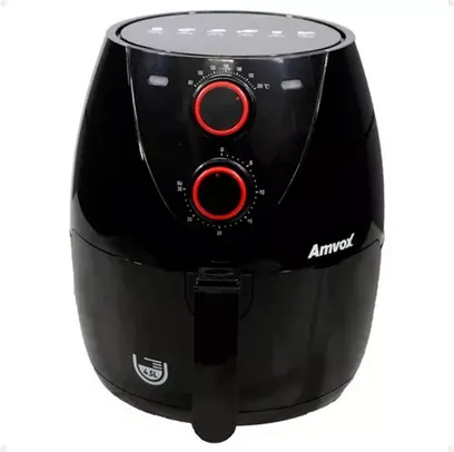 Fritadeira Elétrica A Ar Air Fryer Sem Óleo Amvox Arf-1205 1400w Com Capacidade De 4,5l Cor Preto 127v Com Regulagem De Temperatura E Timer