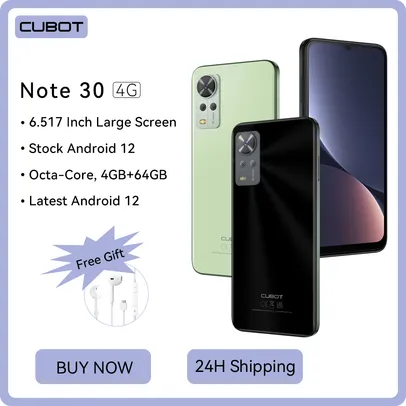 Cubot Note 30, Smartphone Android, Octa-core telefones celulares, 4 GB + 64 GB(256 GB estendido), te