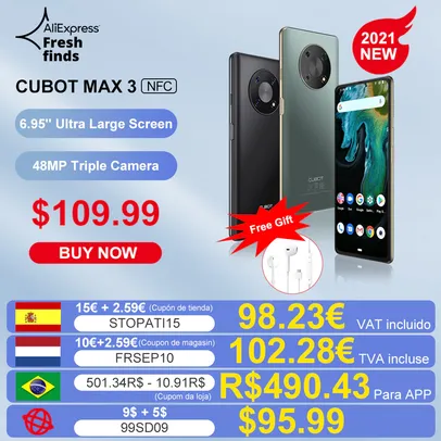 Smartphone Cubot MAX 3  4 Gb de RAM e 64 Gb de ROM 