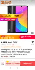 [DIA 11/11] Versão global xiao mi a3 4 gb 64 gb snapdragon 665 R$ 569