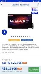 Smart TV OLED 55" UHD 4K LG OLED55CX 2020 | R$5224