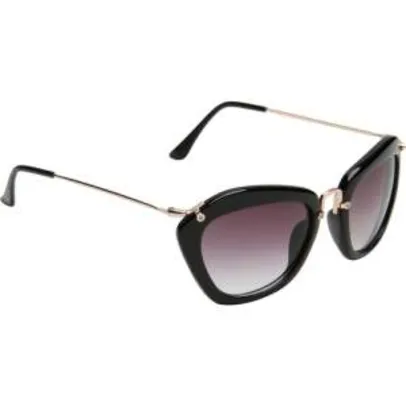 [americanas] Óculos de Sol Butterfly Feminino Fashion - Preto / Preto - Tamanho Único R$ 50,00