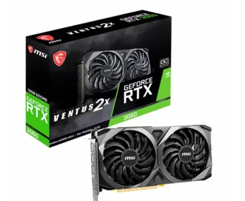 Placa de Vídeo RTX 3060 Ventus 2X MSI NVIDIA GeForce, 12GB GDDR6, DLSS, Ray Tracing - RTX 3060 Ventus 2X 12G OC